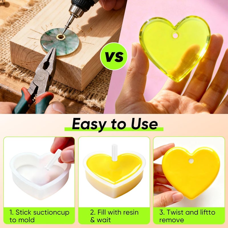 Beesini 5 Sizes Resin Hole Maker 25PCS - Drill-Free Silicone Tools for Epoxy UV Resin Jewelry Pet Tag Keychain DIY Crafts - Image 3